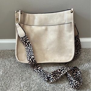 Beige Vegan Leather Crossbody